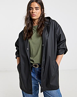 Black Short Rubberised Raincoat