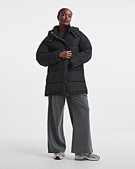 Black Mid Line Padded Coat