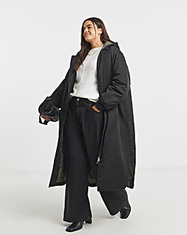 Simply Be Black Hooded Longline Bomber