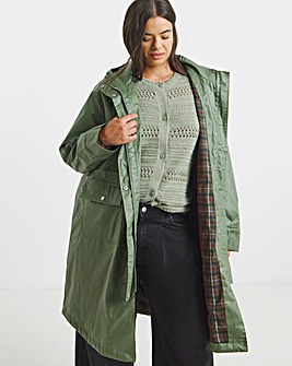 Khaki Double Pocket Detail Rubberised Coat