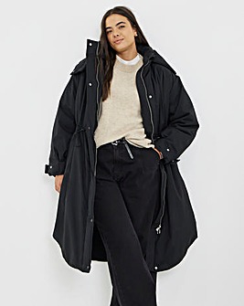 Black Borg Lined Flat Padded Parka