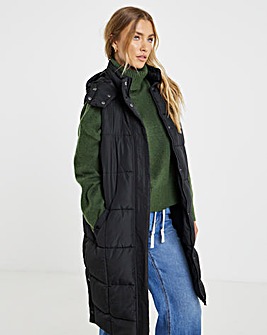 Black Square Quilt Padded Gilet