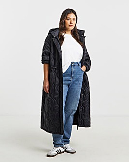 Black Double Onion Quilt Adjustble Coat