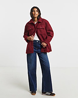 Burgundy Teddy Pocket Shacket