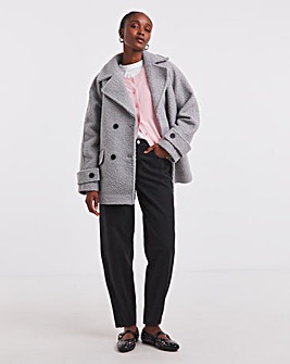 Simply Be Grey Teddy Peacoat