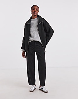 Black Zip Through Funnel Neck Jacket