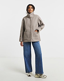 Neutral Zip Through Funnel Neck Jacket