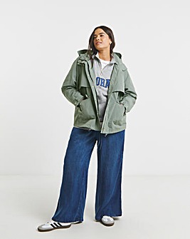 Grey Short Storm Flap Parka