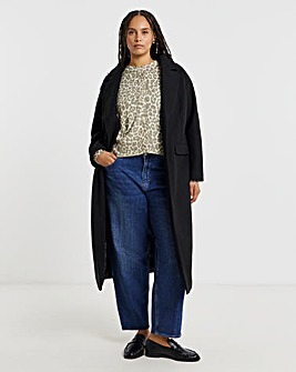 Black Midaxi Faux Wool Coat