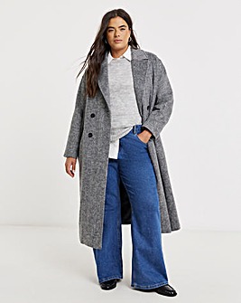 Grey DB Midaxi Brushed Faux Wool Coat