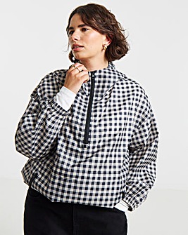 Simply Be Gingham Quarter Zip Wind Breaker