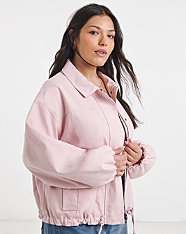 Pink Cotton Lyocell Short Hooded Parka