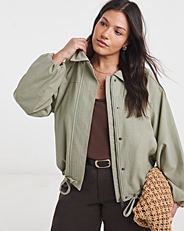 Sage Cotton Lyocell Short Hooded Parka