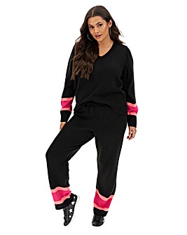 Black/Pink Stripe Knitted Joggers Co-ord