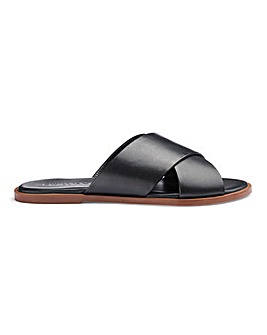 Leather Crossover Slider Sandals Extra Wide EEE Fit