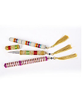 3 Beaded Pens in Pouch