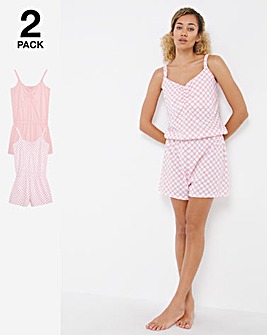Pretty Secrets 2 Pack Pink Spot Pyjama Playsuits
