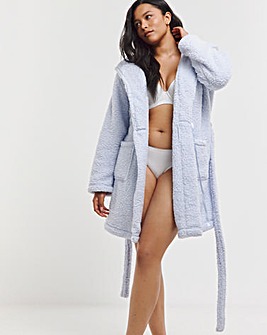 Pretty Secrets Short Sherpa Hooded Dressing Gown