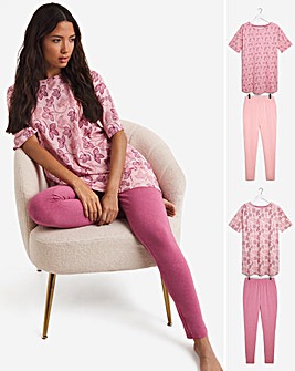 Pretty Secrets 2 Pack Pink Floral Legging Sets
