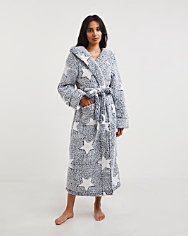 Pretty Secrets Star Print Hooded Dressing Gown