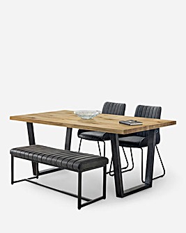 Camden Rectangular Dining Table With 2 Shoreditch Chairs & Bench
