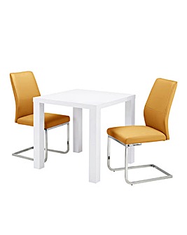 Halo High Gloss Square Dining Table with 2 Atlanta Chairs