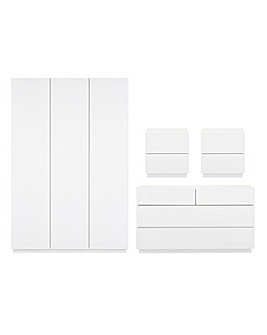 Allure Gloss 4 Piece Bedroom Package(2xBedside, 6 Drawer Chest, 3 Door Wardrobe)