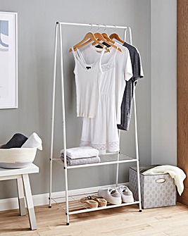 Metal Clothes Rail With 2 Shelves
