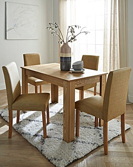 Ava Rectangular Dining Table with 4 Fabric Chairs