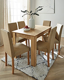 Ava Large Rectangular Dining Table with 6 Fabric Chairs
