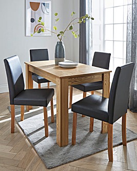 Ava Rectangular Dining Table with 4 Faux Leather Chairs