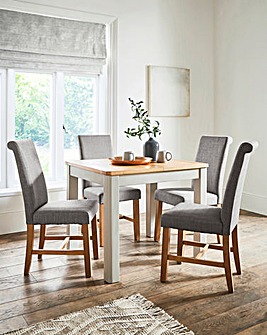 Logan Two-Tone Small Extending Dining Table with 4 Lincoln Dining Chairs