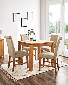 Logan Oak Small Extending Dining Table with 4 Lincoln Dining Chairs