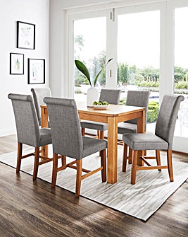 Logan Oak Large Extending Dining Table with 6 Lincoln Dining Chairs