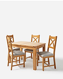 Faversham Oak Extending Dining Table with 4 Chairs