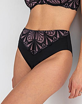 Pour Moi New Romance High Leg Midi Brief Black/Rose