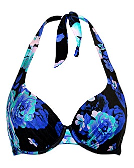 Pour Moi Portofino Wired Halter Bikini Top Black Floral