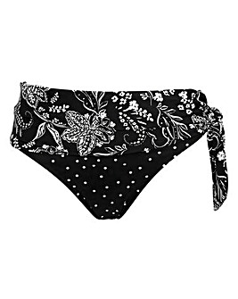 Pour Moi Getaway Foldover Tie Bikini Brief Black/White