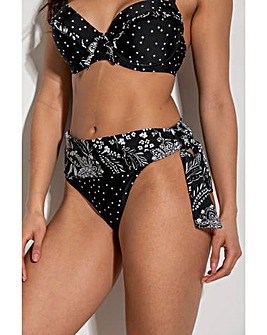 Pour Moi Getaway Foldover Tie Bikini Brief Black/White