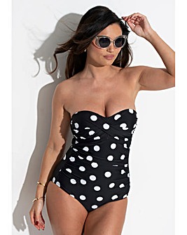 Pour Moi Santa Monica Tummy Control Strapless Swimsuit Black/White