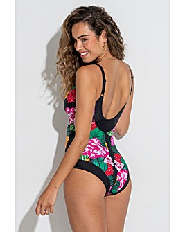 Pour Moi Contour Tummy Control Swimsuit Black Multi