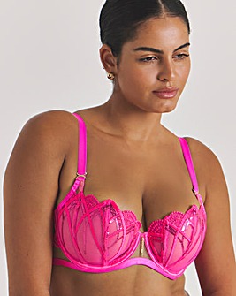 Ann Summers Desiring Decadence Fuller Bust Non Pad Balcony Wired Bra Bright Pink