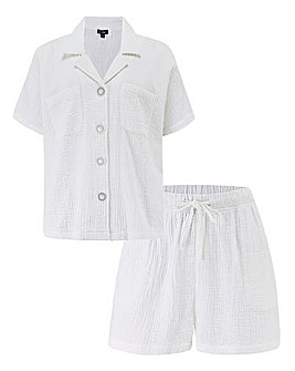 Pour Moi Double Cloth Short Sleeve Revere Pyjama Set