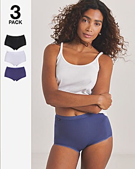 Sloggi (3 Pack) Basic Maxi Knicker, Lilac/Navy/Black