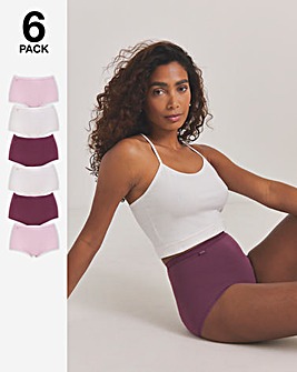 Sloggi 6Pack Basic Maxi Knicker, 2xPale Pink, 2xMid Pink & 2xPlum