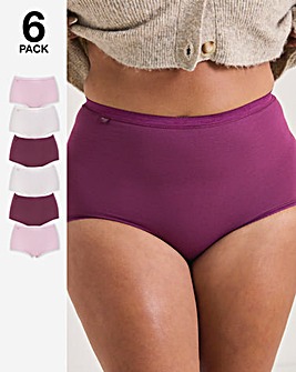 Sloggi (6 Pack) Basic Maxi Knickers Plum Multi