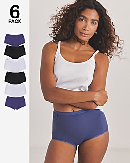 Sloggi 6Pack Basic Maxi Knicker, 2xLilac, 2xNavy & 2xBlack