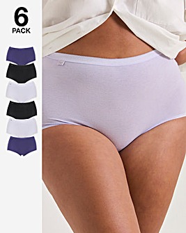 Sloggi (6 Pack) Basic Maxi Knickers Lilac Multi