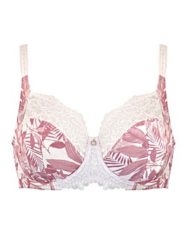 Pour Moi Bliss Full Cup Wired Non Pad Side Support Bra Pink/Leaf