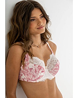 Pour Moi Bliss Full Cup Wired Non Pad Side Support Bra Pink/Leaf